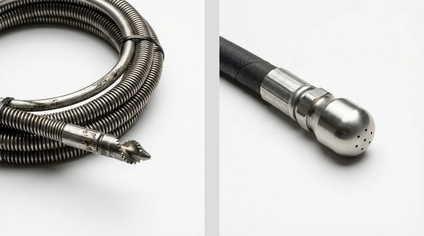 Drain snake cable and hydro jetting nozzle used for drain cleaning in Richmond, KY