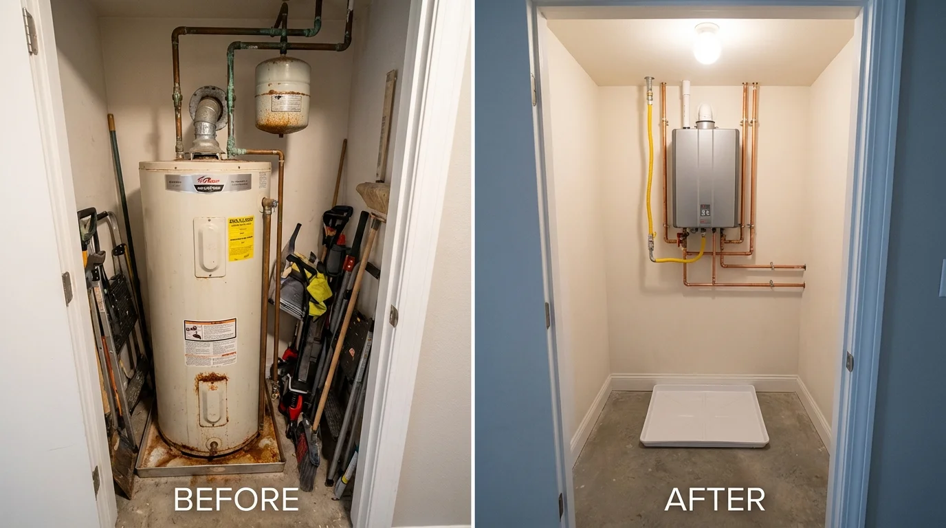 Tank water heater versus wall-mounted tankless unit comparison for Richmond, KY homeowners