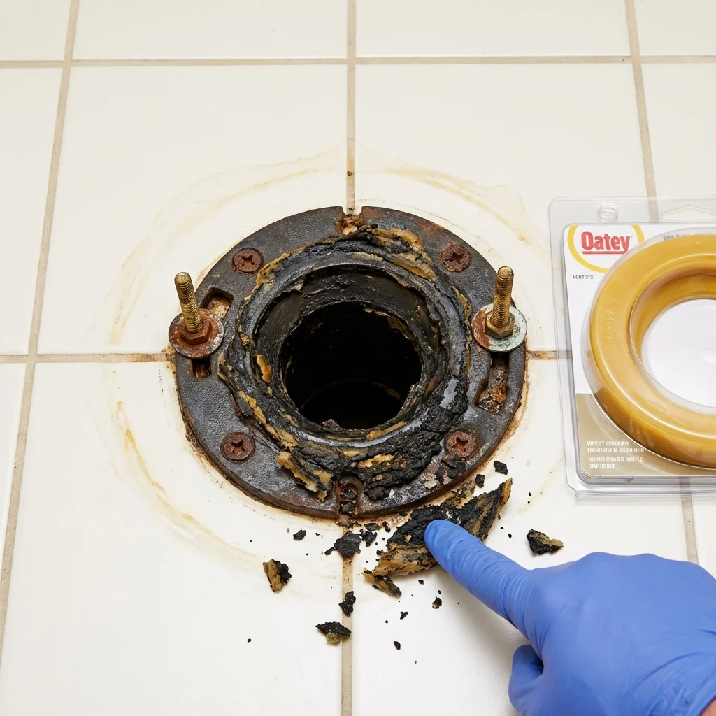 Failed wax ring showing water seepage at the base of a toilet in a Richmond, KY home